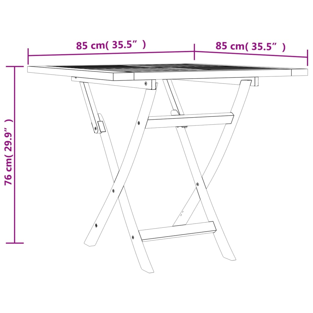 Gartentisch Klappbar 85x85x76 cm Teak Massivholz